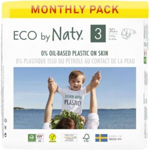 pamperi Eco by Naty, izmērs 3, 4-9 kg, 6x30gab.(180gab.)