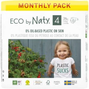 pamperi Eco by Naty, izmērs 4, 7-18 kg, 6x26gab.(156gab.)