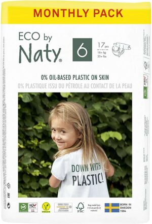 pamperi Eco by Naty, izmērs 6, 16+ kg, 6x17gab.(102gab.)