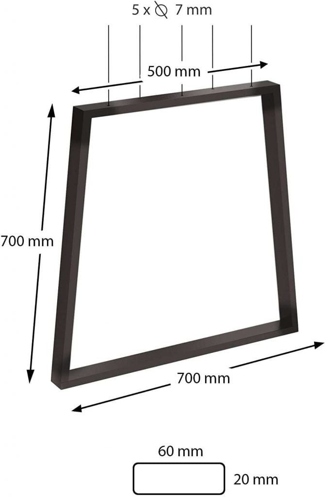 Metāla galda kājas, 2 gab., 500mm x 700mm, Melnas