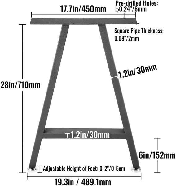 Metāla galda kājas 73.9cm x 55.1cm x 15.5cm_4