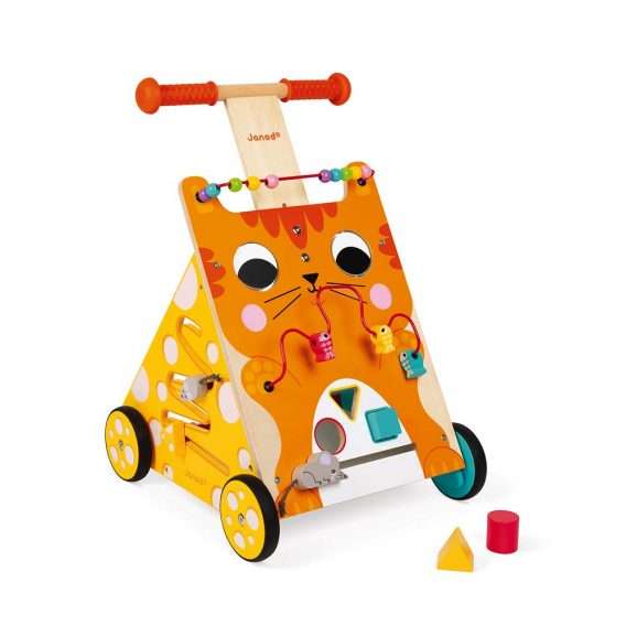 Attīstošā rotaļlieta Janod Baby Walker 'Cat' koka aktivitāšu centrs
