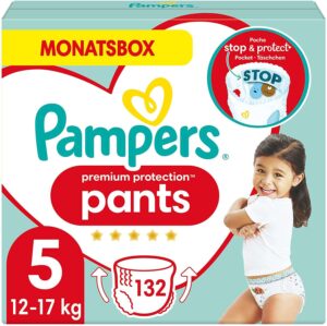 autiņbiksītes pampers premium protection pants, izmērs 5, 12kg 17kg, 132 gab.