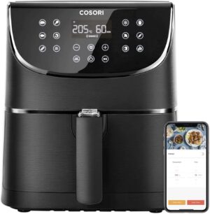 karstā gaisa friteris cosori air fryer 5.5l xxl smart, melns