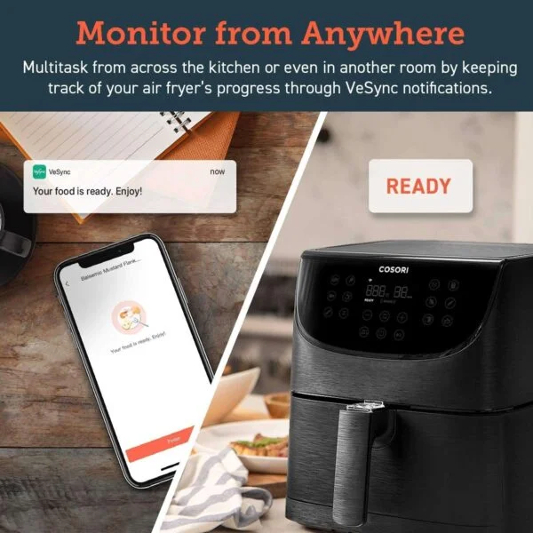 karstā gaisa friteris cosori air fryer 5.5l xxl smart, melns2