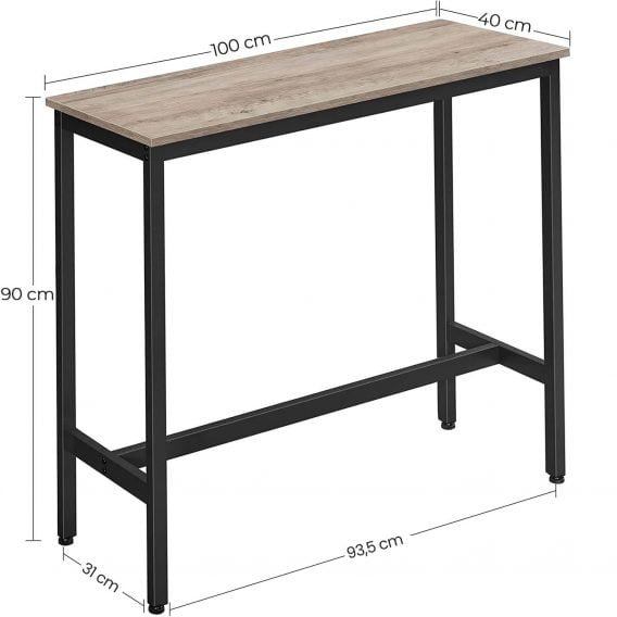 bāra galds industrial 100 x 40 x 90 cm lbt010b02 pelēks melns1