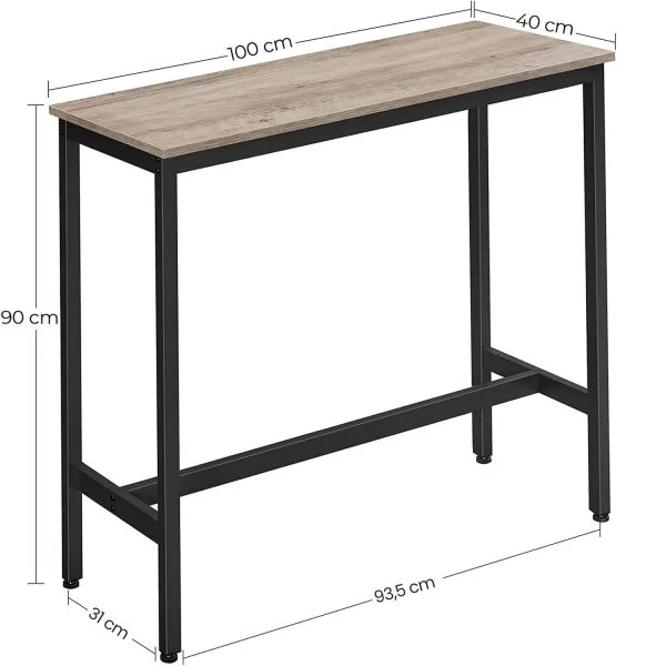 bāra galds industrial 100 x 40 x 90 cm lbt010b02 pelēks melns1