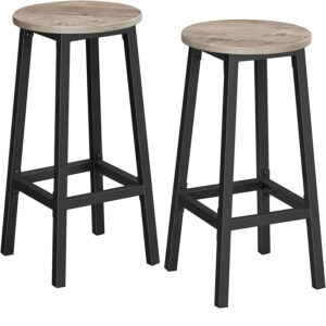 bāra krēsli industrial style 2 gab. pelēks melns 65cm