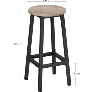 bāra krēsli industrial style 2 gab. pelēks melns 65cm1