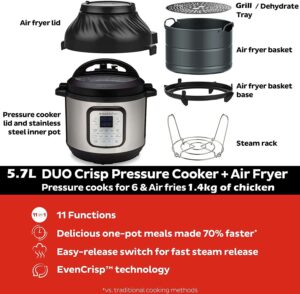 Instant Pot Duo Crisp + Hot Air Fryer 11in1 5.7 L 1200W