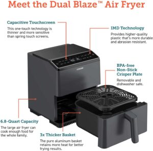 karstā gaisa friteris cosori dual blaze smart air fryer 6.4 l 1700w caf p583s7