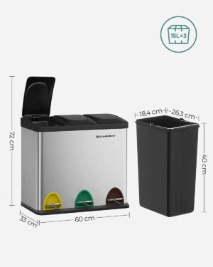 metāla atkritumu tvertne šķirošanai 3 in 1 45 l ltb45l