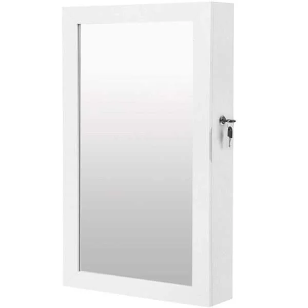 rotaslietu skapis ar spoguli (37 x 10 x 67 cm) balts