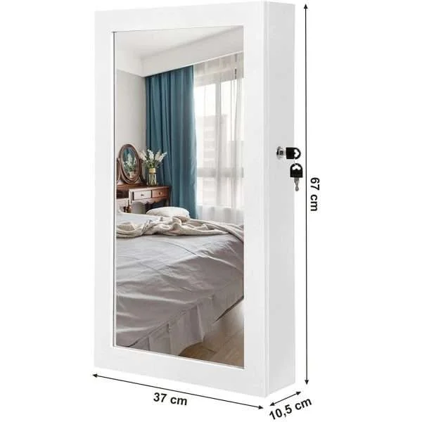 rotaslietu skapis ar spoguli (37 x 10 x 67 cm) balts