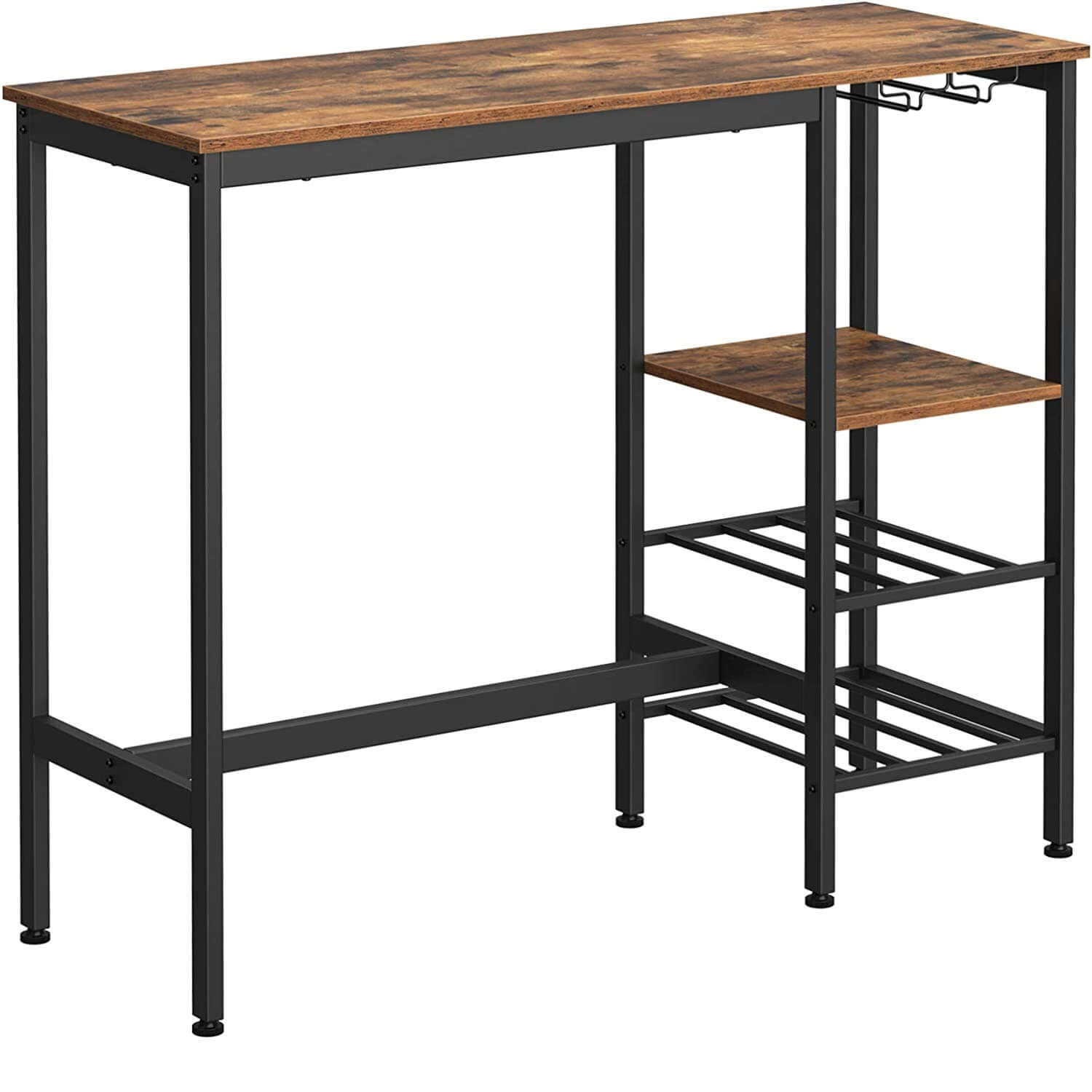 bāra galds industrial lbt013b01 110 x 40 x 90 cm ar 3 plauktiem brūns/melns
