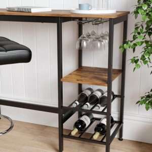 bāra galds industrial lbt013b01 110 x 40 x 90 cm ar 3 plauktiem brūns/melns
