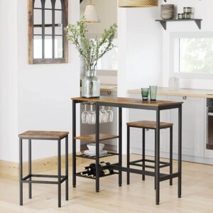 bāra galds industrial lbt013b01 110 x 40 x 90 cm ar 3 plauktiem brūns/melns