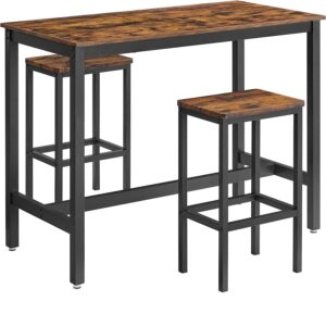 bāra galds industrial lbt15x 120 x 60 x 90 cm ar 2 bāra krēsliem brūns/melns