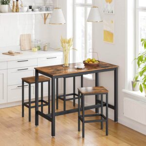 bāra galds industrial lbt15x 120 x 60 x 90 cm ar 2 bāra krēsliem brūns/melns