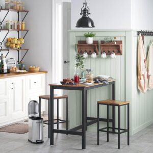 bāra galds industrial lbt15x 120 x 60 x 90 cm ar 2 bāra krēsliem brūns/melns