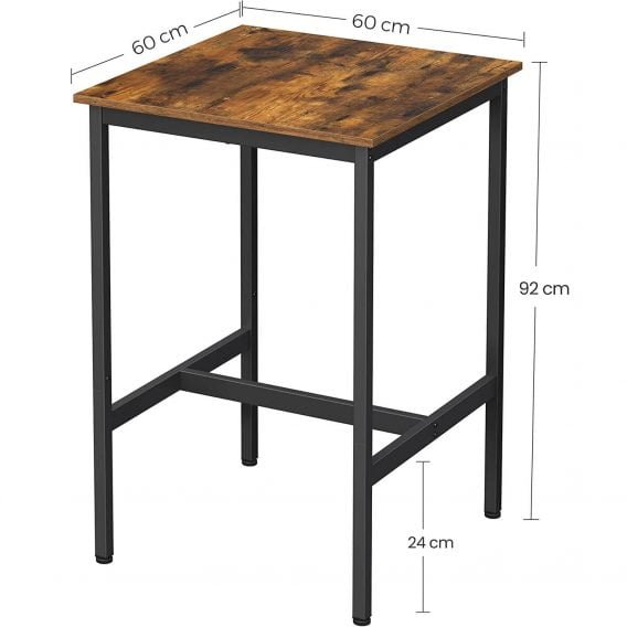 bāra galds industrial lbt25x 60 x 60 x 92 cm brūns/melns