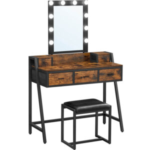 kosmētikas galds ar krēslu un apgaismojumu rvt015b01 40x90x145 cm (pxgxa)