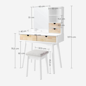 kosmētikas galds ar spoguli rdt32k 90x40x137.5 cm (p x d x a)