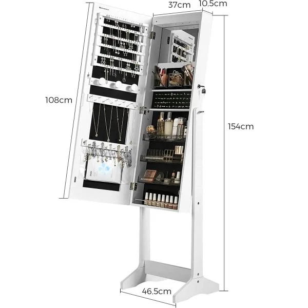 rotaslietu skapis ar spoguli led apgaismojumu jjc012w01 balts