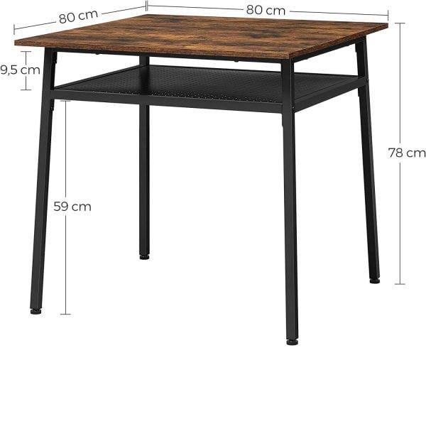 virtuves galds industrial kdt008b01 80 x 80 x 75 cm brūns, melns