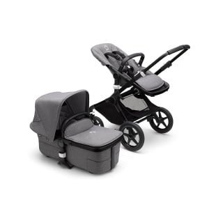 rati bugaboo fox 3 rāmis melns, audums grey melange krāsā