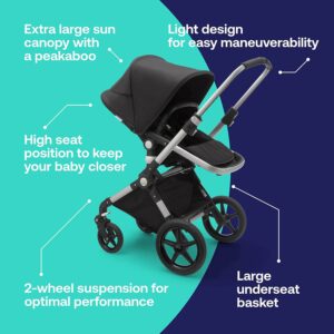 Bugaboo Rati Rati Bugaboo Lynx 2 in 1 rāmis Alumīnija, audums Melnā krāsā - EMMI.LV