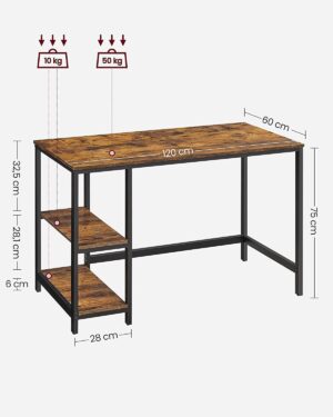 datorgalds / rakstāmgalds lwd47x 120 x 60 x 75 cm (g x p x a) brūns