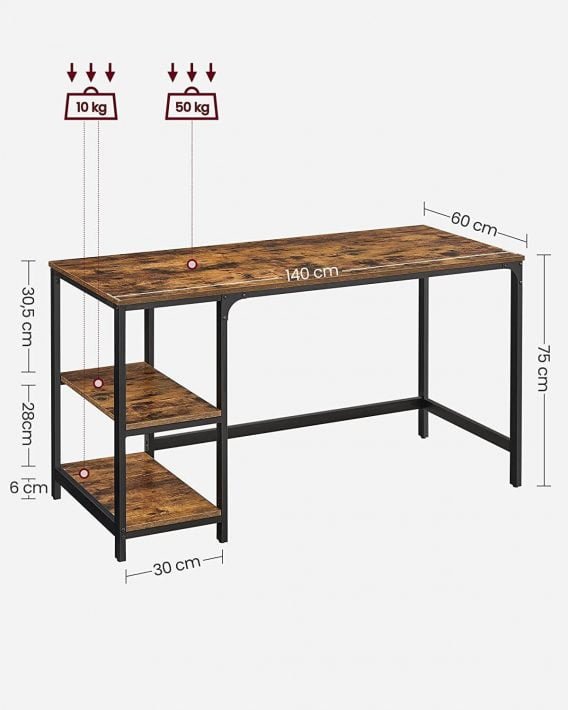 datorgalds / rakstāmgalds lwd47mb 120 x 60 x 75 cm (g x p x a) pelēks