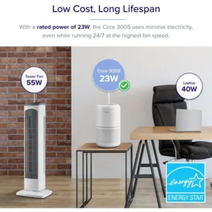 Gaisa attiritajs Levoit Core 300S H13 HEPA filtrs 195 m h CADR lidz 41 m 10