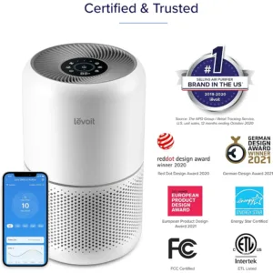 Gaisa attiritajs Levoit Core 300S H13 HEPA filtrs 195 m h CADR lidz 41 m 9