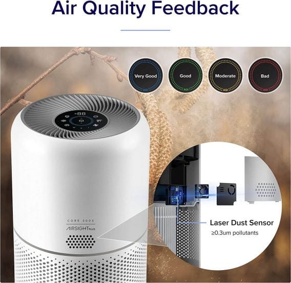 gaisa attīrītājs levoit core 300s h13 hepa filtrs 195 m³/h cadr, līdz 41 m²