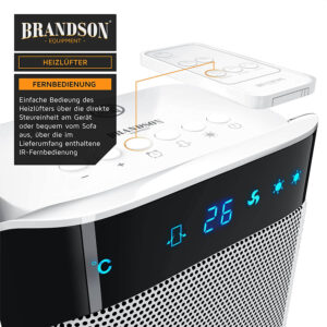 keramiskais ventilatora sildītājs brandson 303124 2000w balts