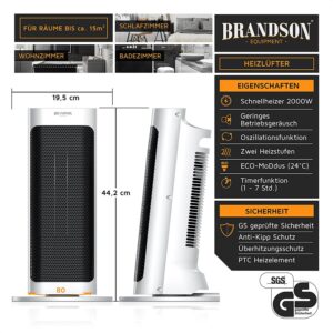 keramiskais ventilatora sildītājs brandson 304416 2000w balts