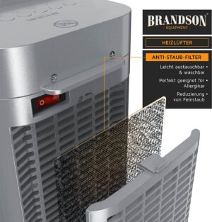 keramiskais ventilatora sildītājs brandson 305027 2000w sudraba