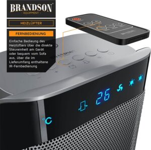 keramiskais ventilatora sildītājs brandson 305027 2000w sudraba
