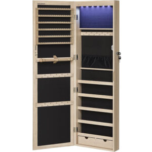 rotaslietu skapis ar spoguli, jjc093m01, led apgaismojums, ozola tonī