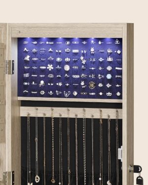 rotaslietu skapis ar spoguli, jjc093m01, led apgaismojums, ozola tonī