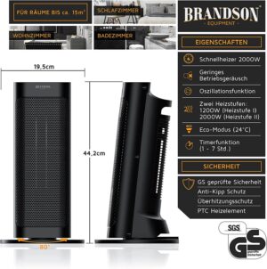 ventilatora sildītājs brandson ‎74542154 2000w melns