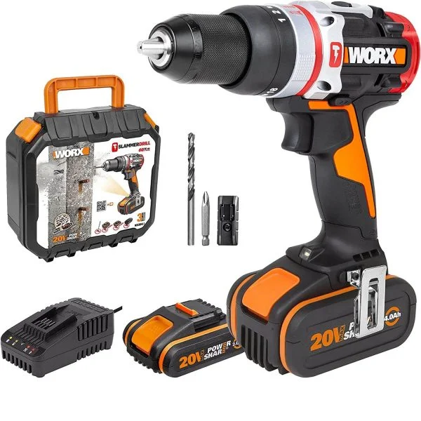 akumulatora trieciena skrūvgriezis worx wx354.1 20 v 60 nm 13 mm 1x2ah+1x4ah
