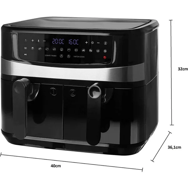 karstā gaisa friteris emerio af 126672 air fryer 9 l (2x4.5l) 2400 w