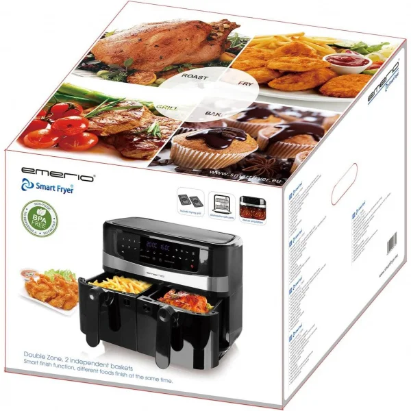 karstā gaisa friteris emerio af 126672 air fryer 9 l (2x4.5l) 2400 w