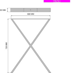 metāla galda kājas tkx1 2 gab., 600mm x 720mm, tonis melns