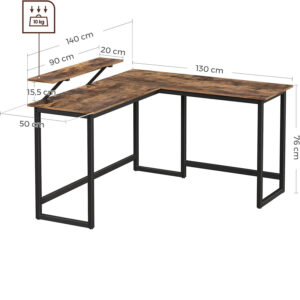 stūra datorgalds / rakstāmgalds lwd56x 140/130 x 50 x 76 cm (g x p x a) brūns