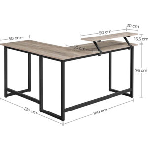 stūra datorgalds / rakstāmgalds ‎lwd056b02 140/130 x 50 x 76 cm (g x p x a) pelēks