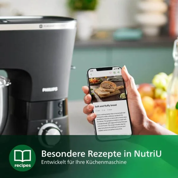 virtuves kombains philips hr7962/01 5.5 l 1000 w 8 ātrumi, proknead tehnoloģija led ekrāns